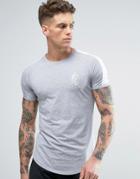 Gym King Logo T-shirt In Muscle Fit With Contrast Sleeves - Gray