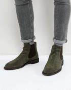Selected Homme Suede Chelsea Boots - Green