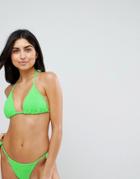 Asos Mix And Match Crinkle Triangle Bikini Top - Green