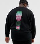 Asos Design Plus Oversized Sweatshirt With Back Text Print In Black
