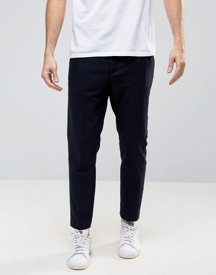 Kiomi Pants With Pleated Front - Navy