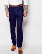 Asos Slim Suit Pants In Herringbone - Blue