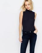 Adpt Sleeveless Top With High Neck - Navy