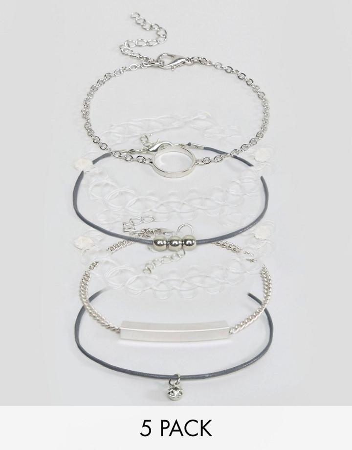 New Look 5 Pack Bracelets - Silver