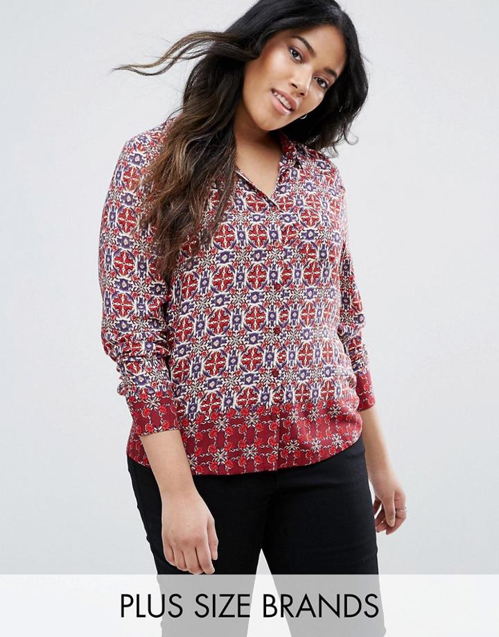 Brave Soul Plus Border Shirt - Red