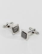 Aetherston Square Cufflinks In Antique Silver With Hematite Finish - Silver
