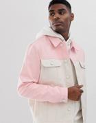 Asos Design Oversized Denim Jacket In Color Block-white