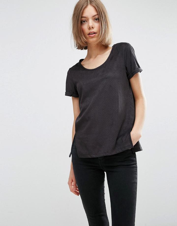 Vila Perforated T-shirt - Black