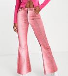 Asyou Snake Flare Jean In Pink