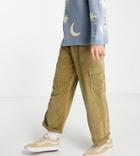 Collusion Recycled Polyester Skater Fit Cord Cargo Pants In Khaki-brown