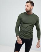 Asos Long Sleeve T-shirt In Heavy Twisted Jersey In Khaki - Green