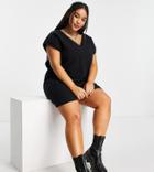 Asos Design Curve Super Soft V Neck Mini Sweater Vest Dress In Black