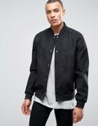 New Look Faux Suede Bomber In Black - Black