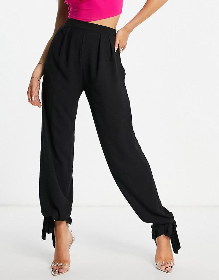 Rebellious Fashion Cuff Detail Pants In Black