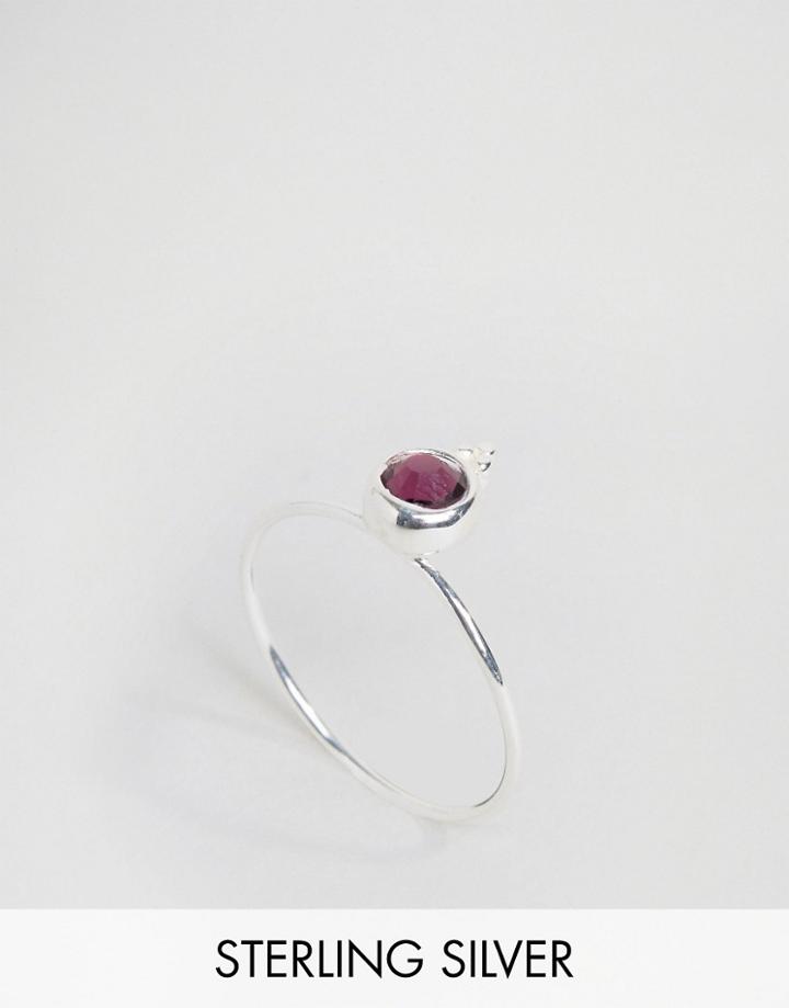 Asos Sterling Silver Birth Stone February Ring - Purple