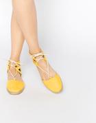 Asos Jessica Lace Up Espadrilles - Yellow