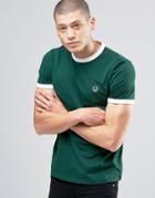 Fred Perry Ringer T-shirt In Ivy / Snow White - Green