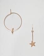 Nylon Hoop Earrings With Star Detail - Gold