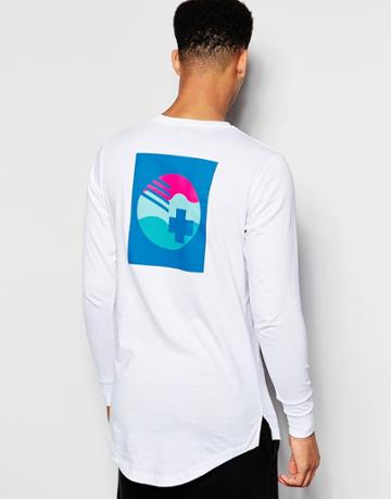 Pink Dolphin Long Sleeve T-shirt With Back Print - White