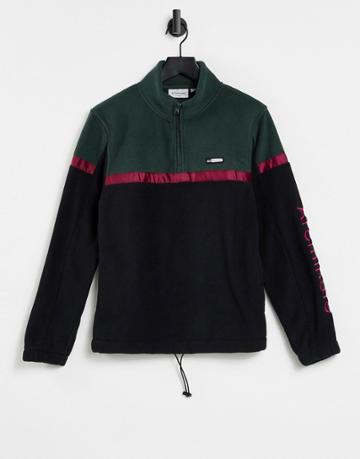 Arcminute Pullover Zip Polar Fleece Sweatshirt In Green And Black