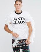 Asos Holidays Muscle T-shirt With Banta Claus Print - White
