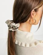 Accessorize Exclusive Oversized Hair Scrunchie In Oyster Satin-white