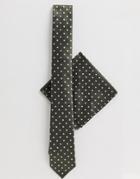 Harry Brown Dotted Tie And Pocket Square Set-green