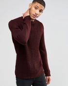 Religion Casey Textured Knit Crew Sweater - Red