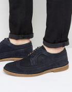 Selected Homme Royce Suede Brogue Shoes - Navy