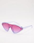 Jeepers Peepers Visor Sunglasses In Blue With Pink Lens-blues