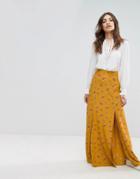 Nobody's Child Split Front Maxi Skirt In Floral Print - Yellow