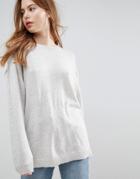 Asos Oversized Sweater With Crew Neck - Gray