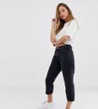 Asos Design Petite Recycled Florence Authentic Straight Leg Jeans In Washed Black - Black