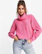 Miss Selfridge Bright Pink Cowl Neck Sweater