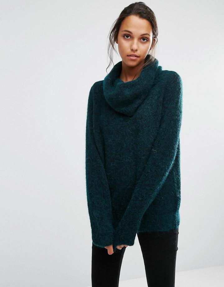 Selected Sille Knitted Sweater With Roll Neck - Green