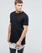 Asos Super Longline T-shirt With Curved Bandana Hem - Black