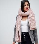 Stitch & Pieces Blush Chunky Knitted Scarf - Pink