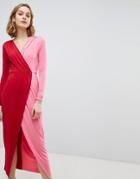 Asos Color Block Wrap Maxi Dress - Multi