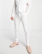 Asos Design Summer Wedding White Color Range Skinny Cotton Linen Suit Pants In White