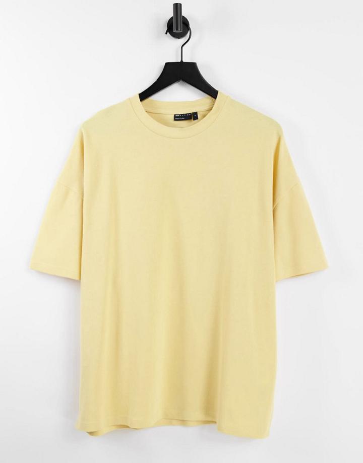 Asos Design Oversized Pique T-shirt In Washed Yellow