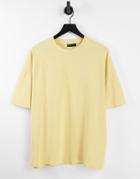 Asos Design Oversized Pique T-shirt In Washed Yellow