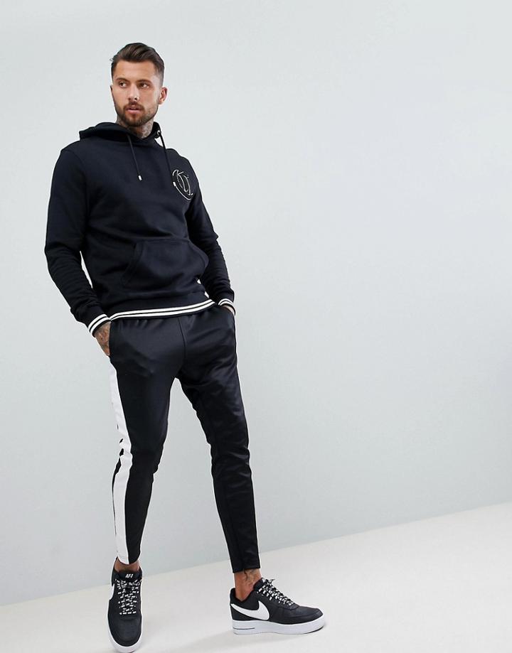 The Couture Club Muscle Fit Hoodie In Black With Back Print - Black