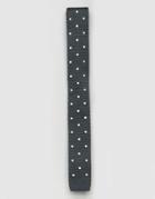 Asos Knitted Polka Dot Tie In Green - Green