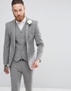 Asos Wedding Super Skinny Suit Jacket In Gray Houndstooth - Gray