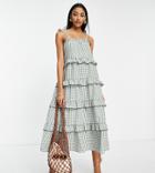 Vero Moda Tall Strappy Tiered Smock Mini Dress In Mixed Check-multi