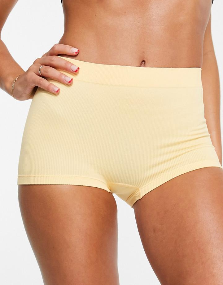 Lindex Nylon Blend Seamless Rib Boxer Short In Peach - Peach-orange