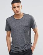 Selected Homme Melange T-shirt With Raw Edge - Charcoal