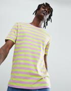 Asos Design Relaxed T-shirt With Bright Stripe - Multi