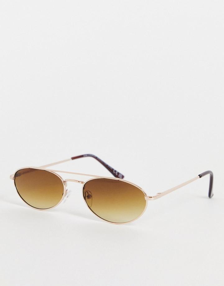 Svnx Aviator Sunglasses In Gold With Thin Frame
