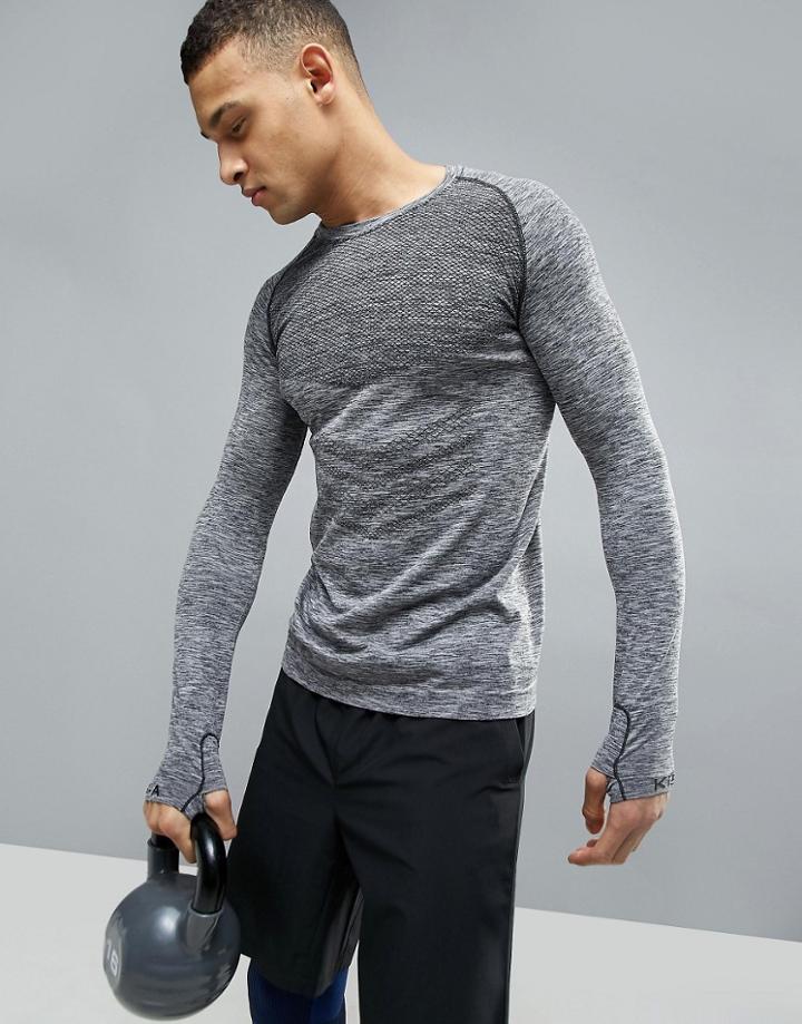 Ki5-a Plateau Seamless Longsleeve Top In Light Gray - Gray